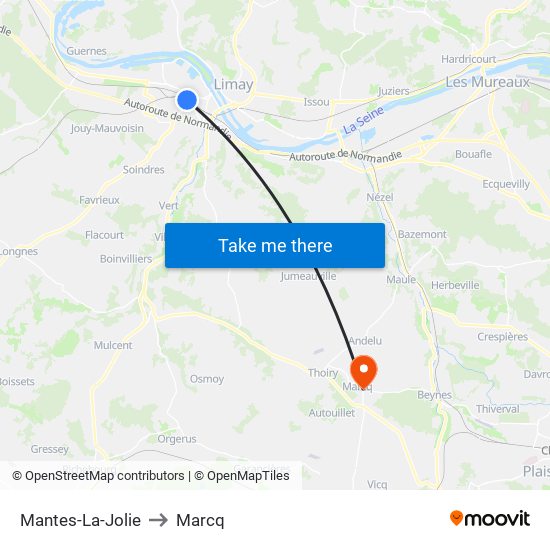 Mantes-La-Jolie to Marcq map
