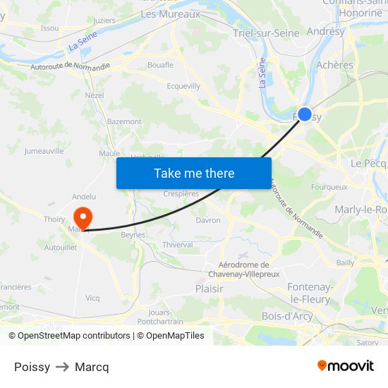 Poissy to Marcq map