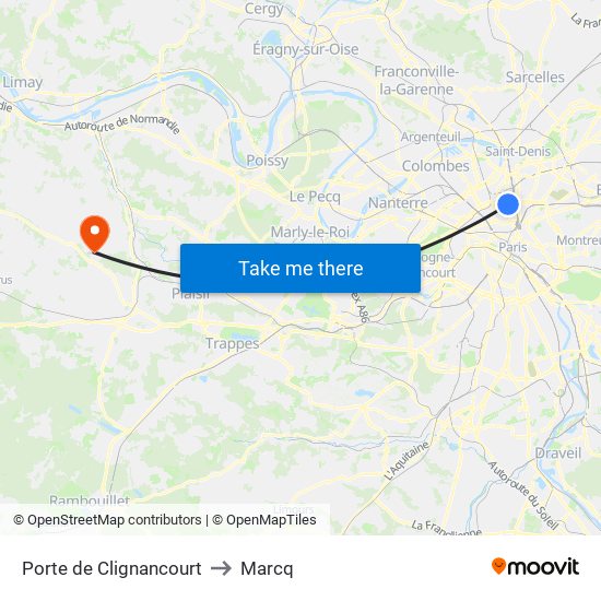 Porte de Clignancourt to Marcq map