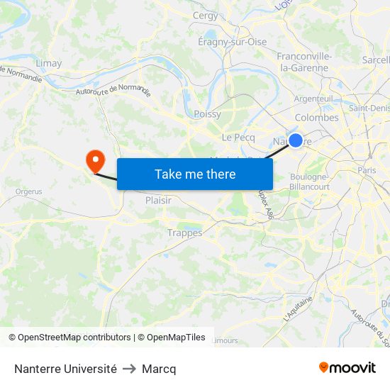 Nanterre Université to Marcq map