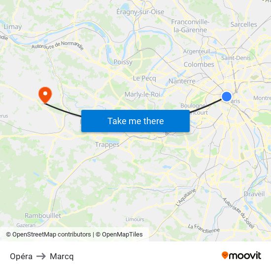 Opéra to Marcq map