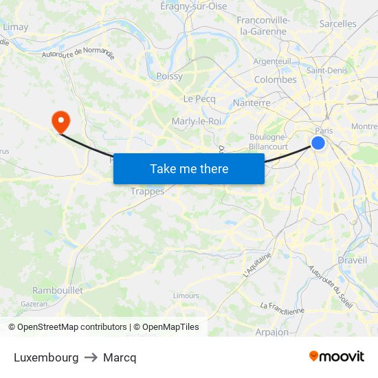 Luxembourg to Marcq map