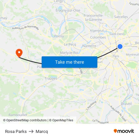 Rosa Parks to Marcq map