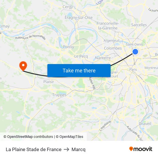 La Plaine Stade de France to Marcq map