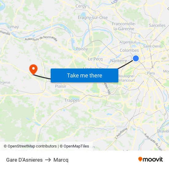 Gare D'Asnieres to Marcq map