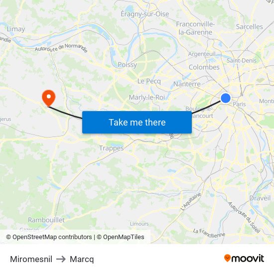 Miromesnil to Marcq map