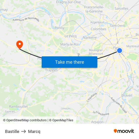 Bastille to Marcq map