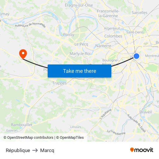 République to Marcq map