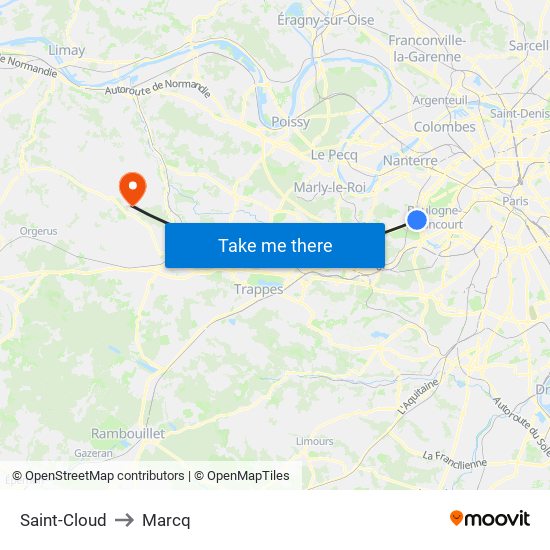 Saint-Cloud to Marcq map
