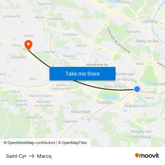 Saint-Cyr to Marcq map