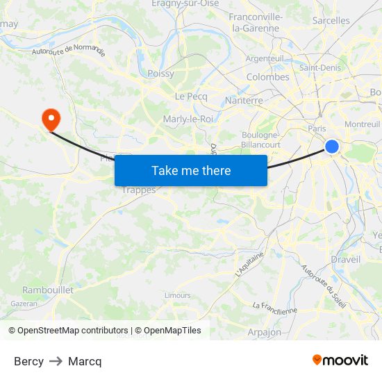 Bercy to Marcq map