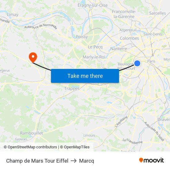 Champ de Mars Tour Eiffel to Marcq map
