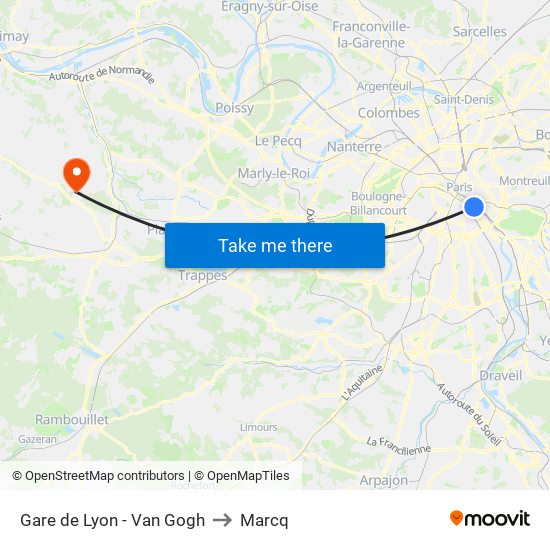 Gare de Lyon - Van Gogh to Marcq map