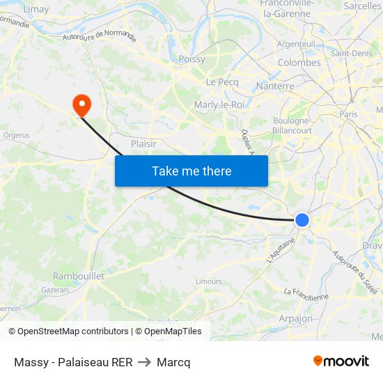 Massy - Palaiseau RER to Marcq map