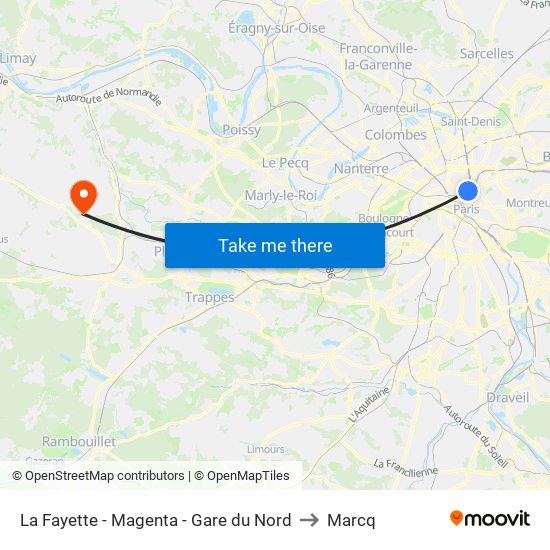 La Fayette - Magenta - Gare du Nord to Marcq map