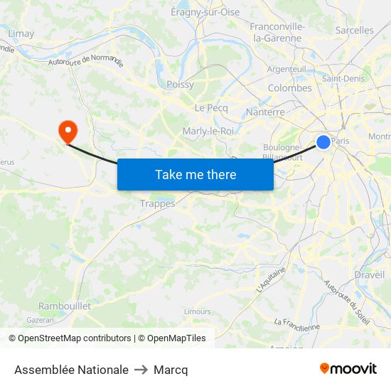 Assemblée Nationale to Marcq map