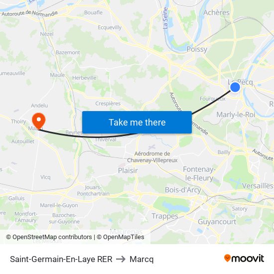 Saint-Germain-En-Laye RER to Marcq map