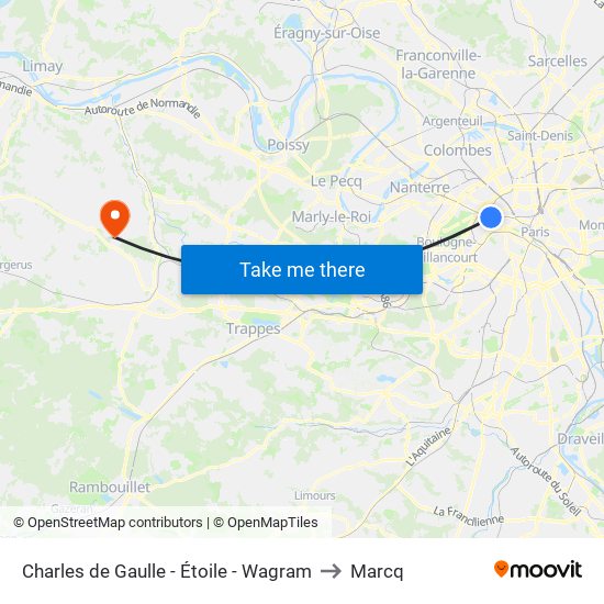 Charles de Gaulle - Étoile - Wagram to Marcq map