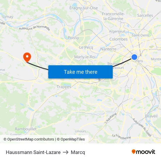 Haussmann Saint-Lazare to Marcq map