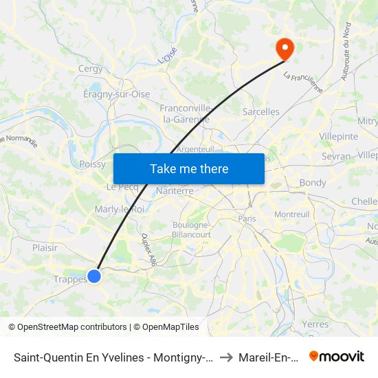 Saint-Quentin En Yvelines - Montigny-Le-Bretonneux to Mareil-En-France map