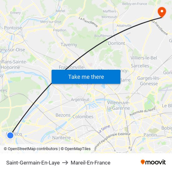 Saint-Germain-En-Laye to Mareil-En-France map