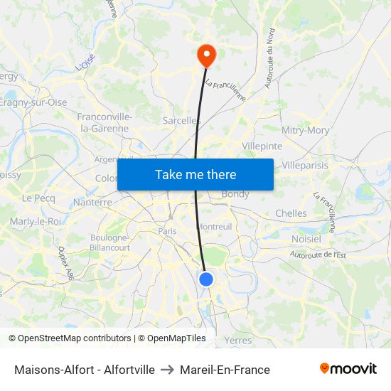Maisons-Alfort - Alfortville to Mareil-En-France map