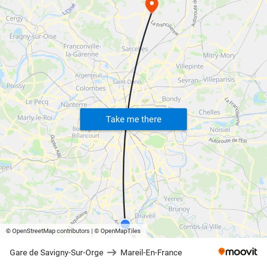Gare de Savigny-Sur-Orge to Mareil-En-France map