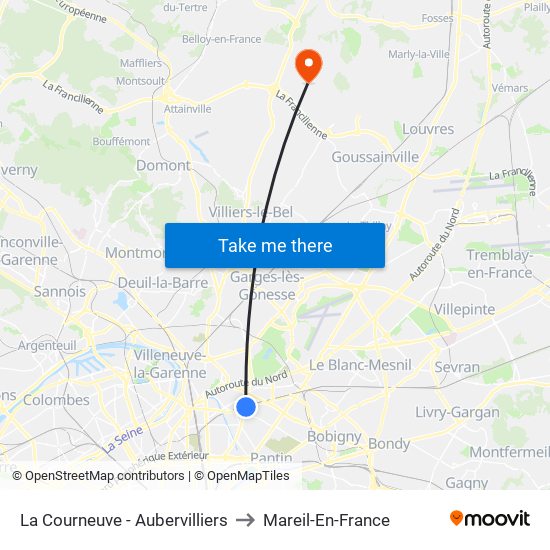 La Courneuve - Aubervilliers to Mareil-En-France map