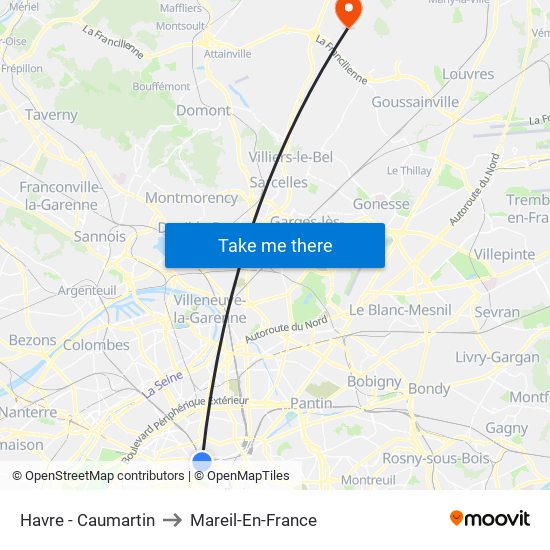 Havre - Caumartin to Mareil-En-France map