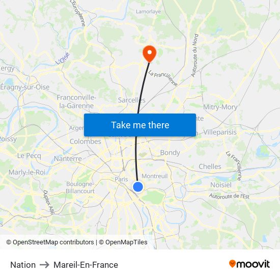 Nation to Mareil-En-France map