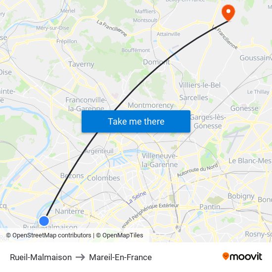 Rueil-Malmaison to Mareil-En-France map