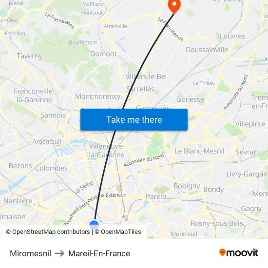 Miromesnil to Mareil-En-France map