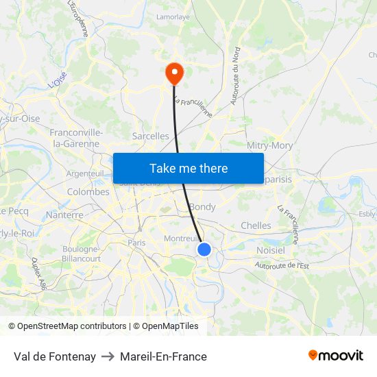 Val de Fontenay to Mareil-En-France map