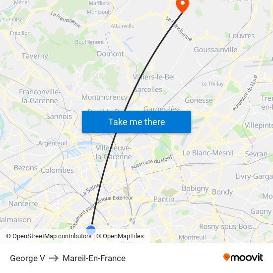 George V to Mareil-En-France map