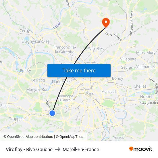 Viroflay - Rive Gauche to Mareil-En-France map