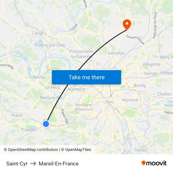 Saint-Cyr to Mareil-En-France map
