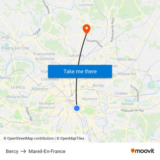 Bercy to Mareil-En-France map