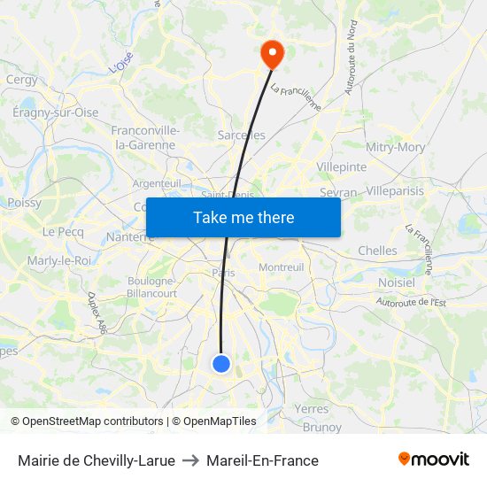 Mairie de Chevilly-Larue to Mareil-En-France map