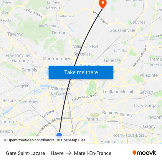 Gare Saint-Lazare – Havre to Mareil-En-France map