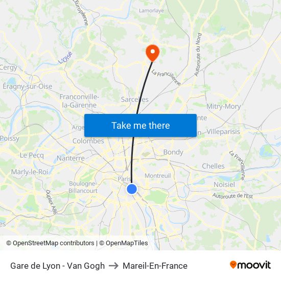 Gare de Lyon - Van Gogh to Mareil-En-France map