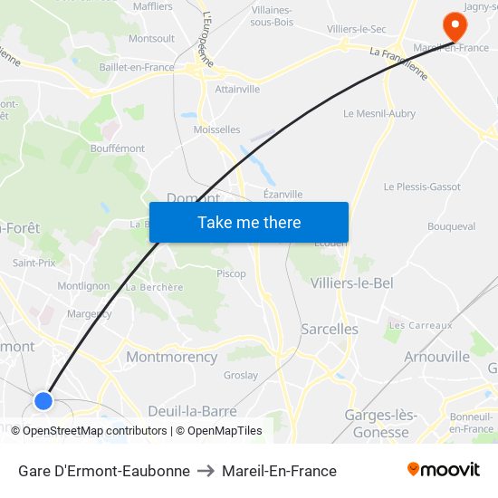 Gare D'Ermont-Eaubonne to Mareil-En-France map