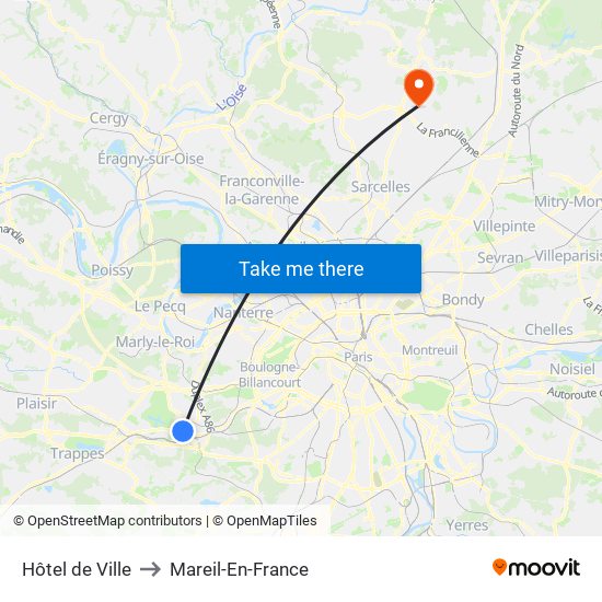 Hôtel de Ville to Mareil-En-France map