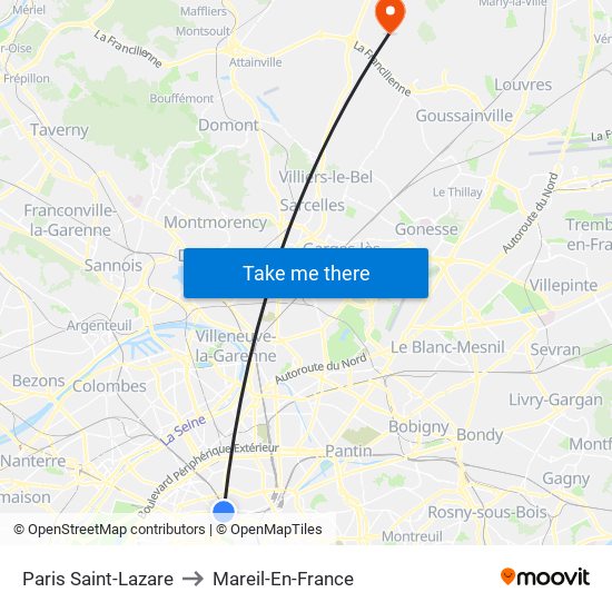Paris Saint-Lazare to Mareil-En-France map
