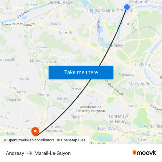 Andresy to Mareil-Le-Guyon map