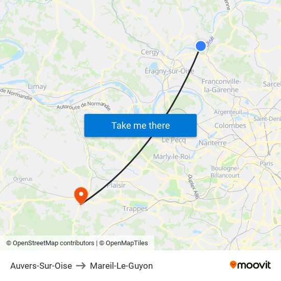 Auvers-Sur-Oise to Mareil-Le-Guyon map