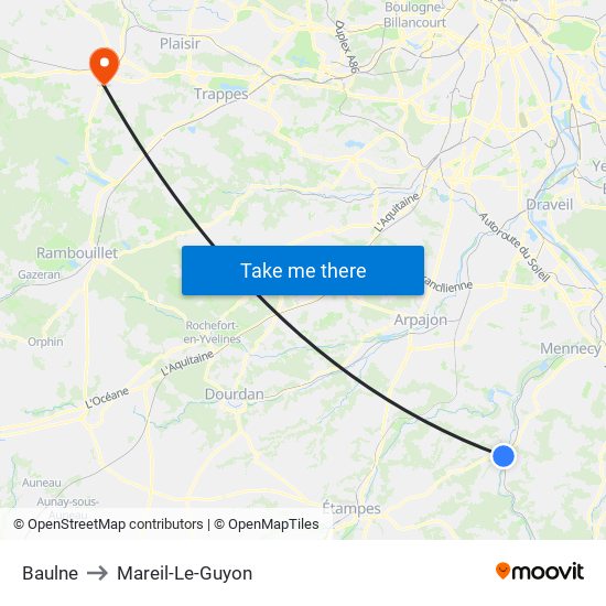 Baulne to Mareil-Le-Guyon map