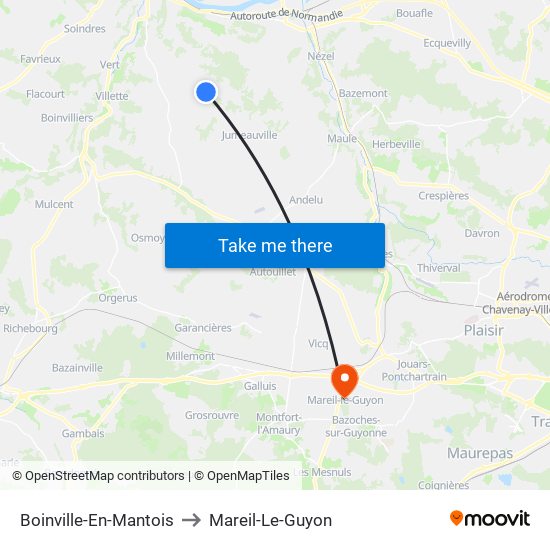 Boinville-En-Mantois to Mareil-Le-Guyon map