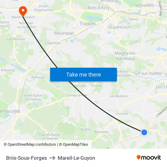 Briis-Sous-Forges to Mareil-Le-Guyon map
