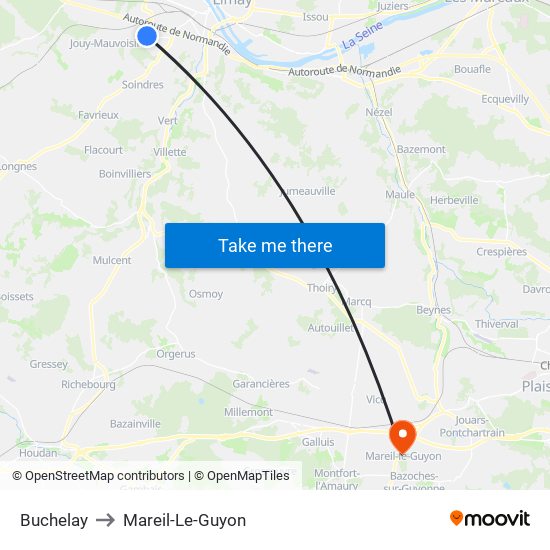 Buchelay to Mareil-Le-Guyon map
