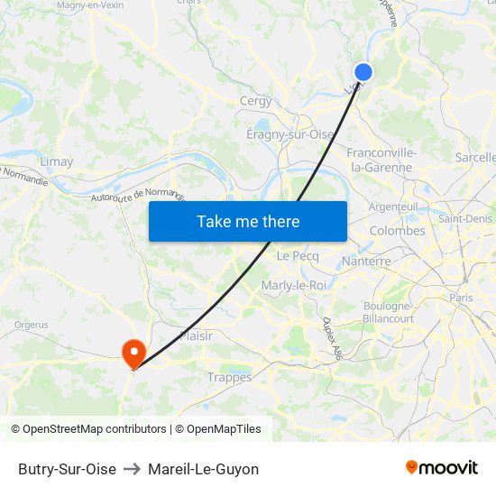 Butry-Sur-Oise to Mareil-Le-Guyon map